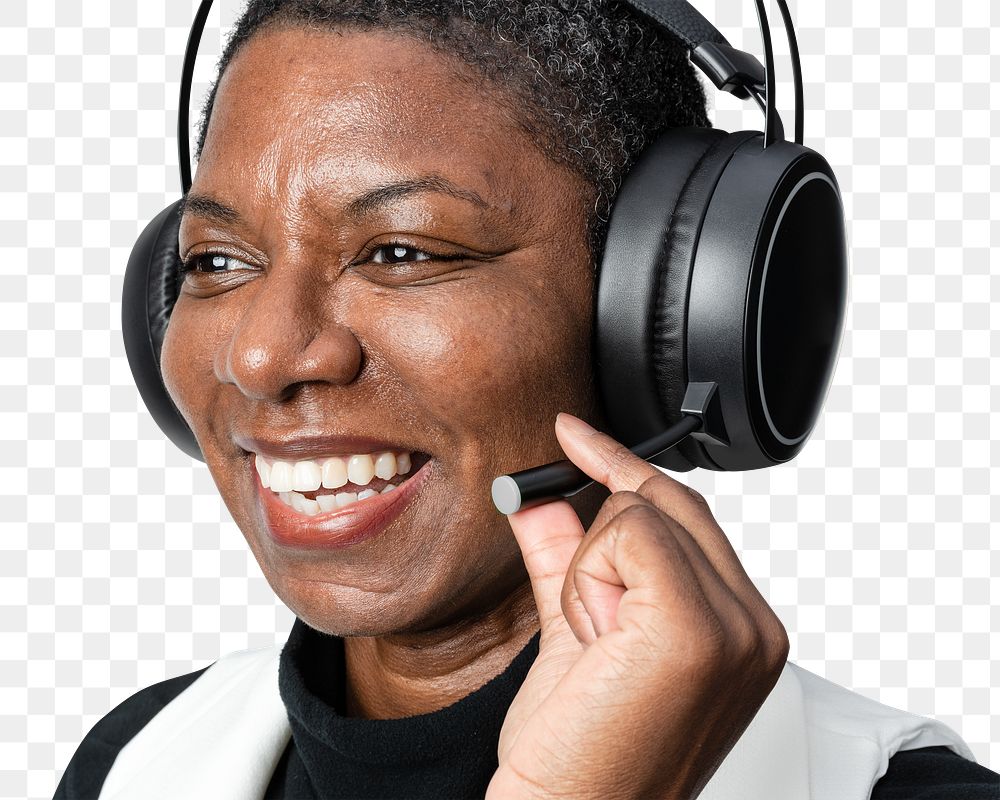 Operator with headphones png mockup