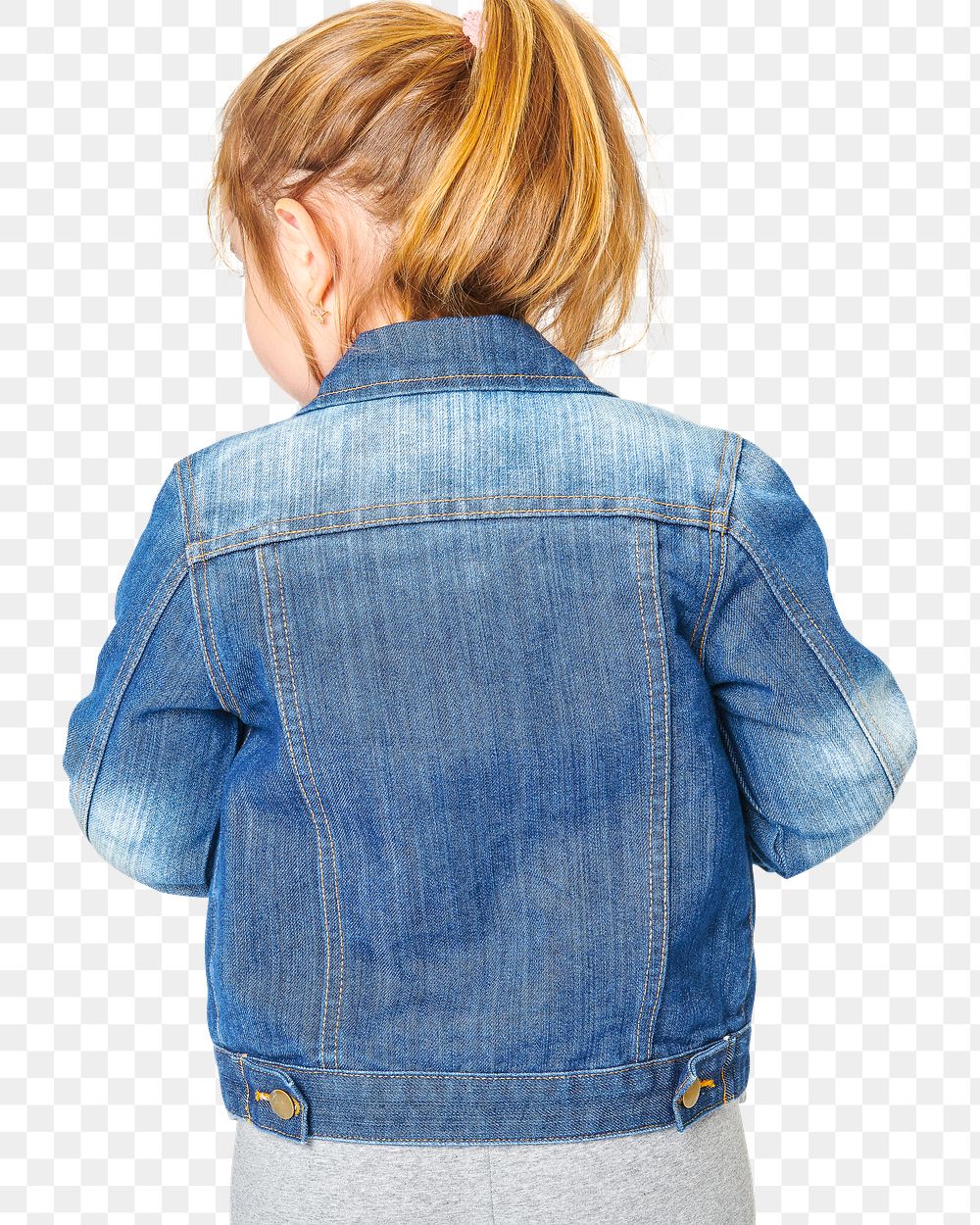 Download Back View Girl Wearing Blue Jeans Jacket Png Free Stock Illustration High Resolution Graphic