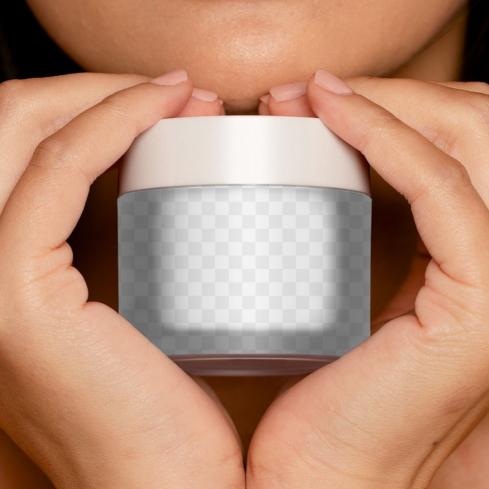 Face cream jar png mockup, transparent design beauty packaging