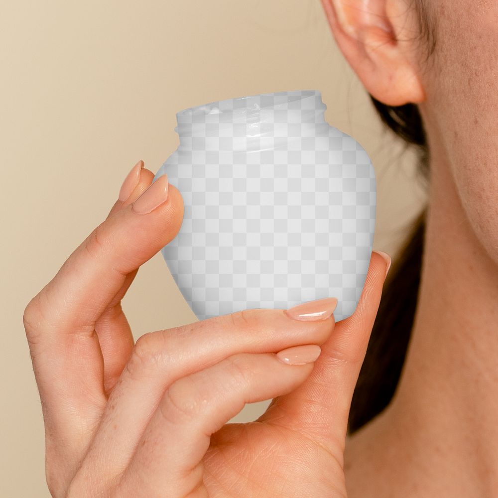 Face cream jar png mockup, transparent design beauty packaging