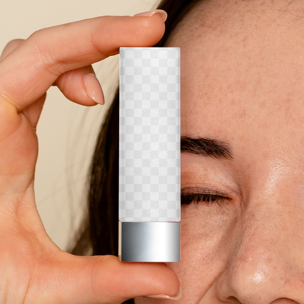 Lipstick png mockup, transparent design cosmetic packaging