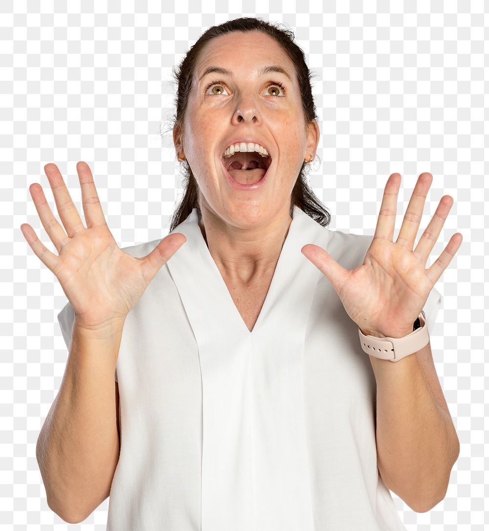 Surprised woman png mockup portrait