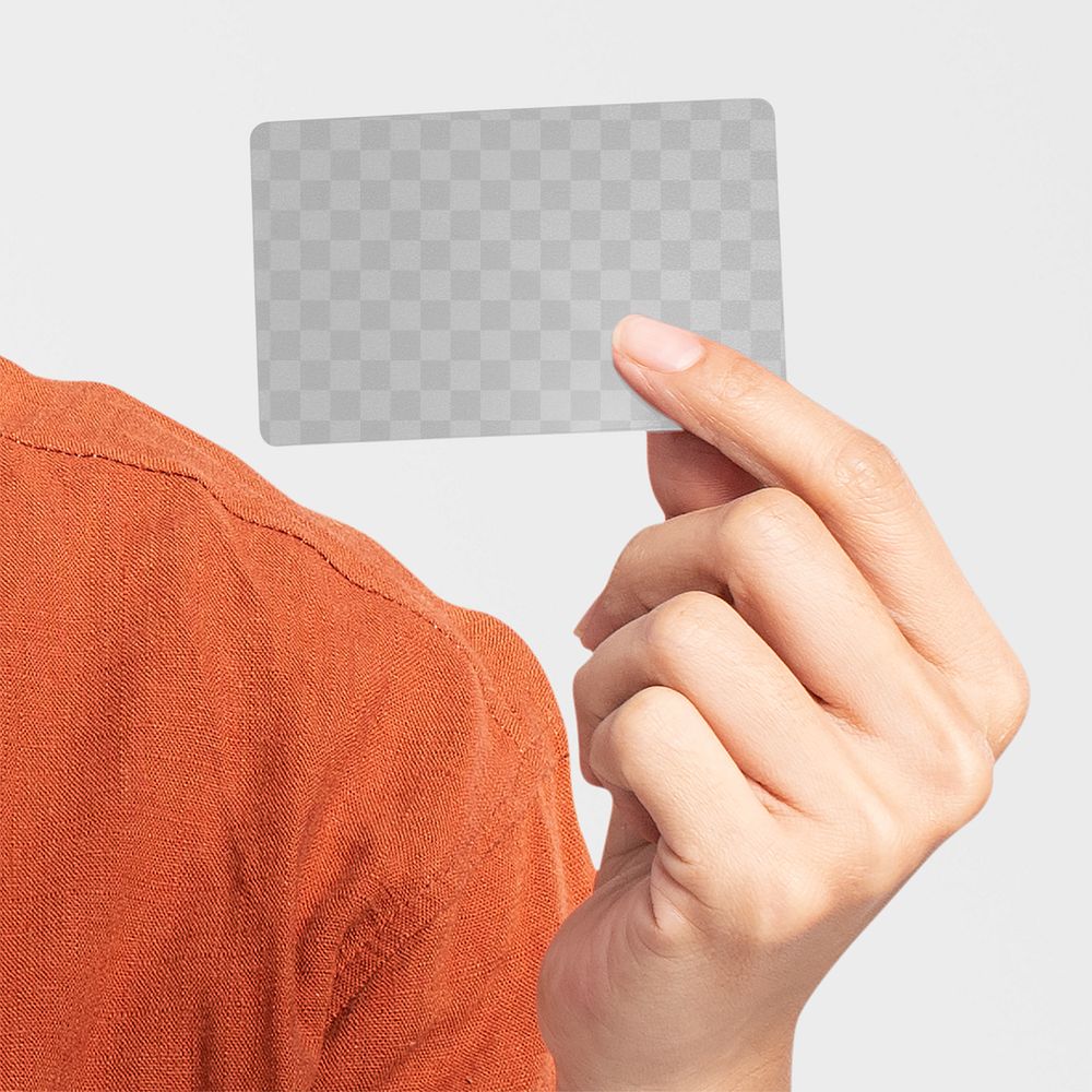 Credit card png mockup presented by a woman