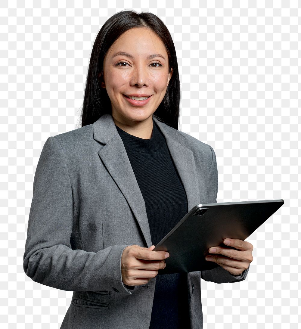 Businesswoman png using tablet