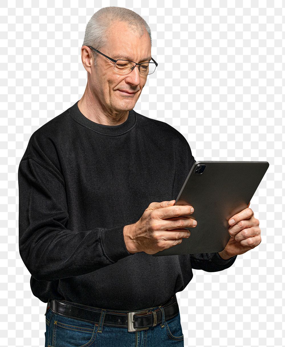 Businessman png using tablet
