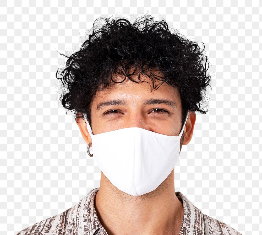 Png Latin man mockup wearing face mask in the new normal
