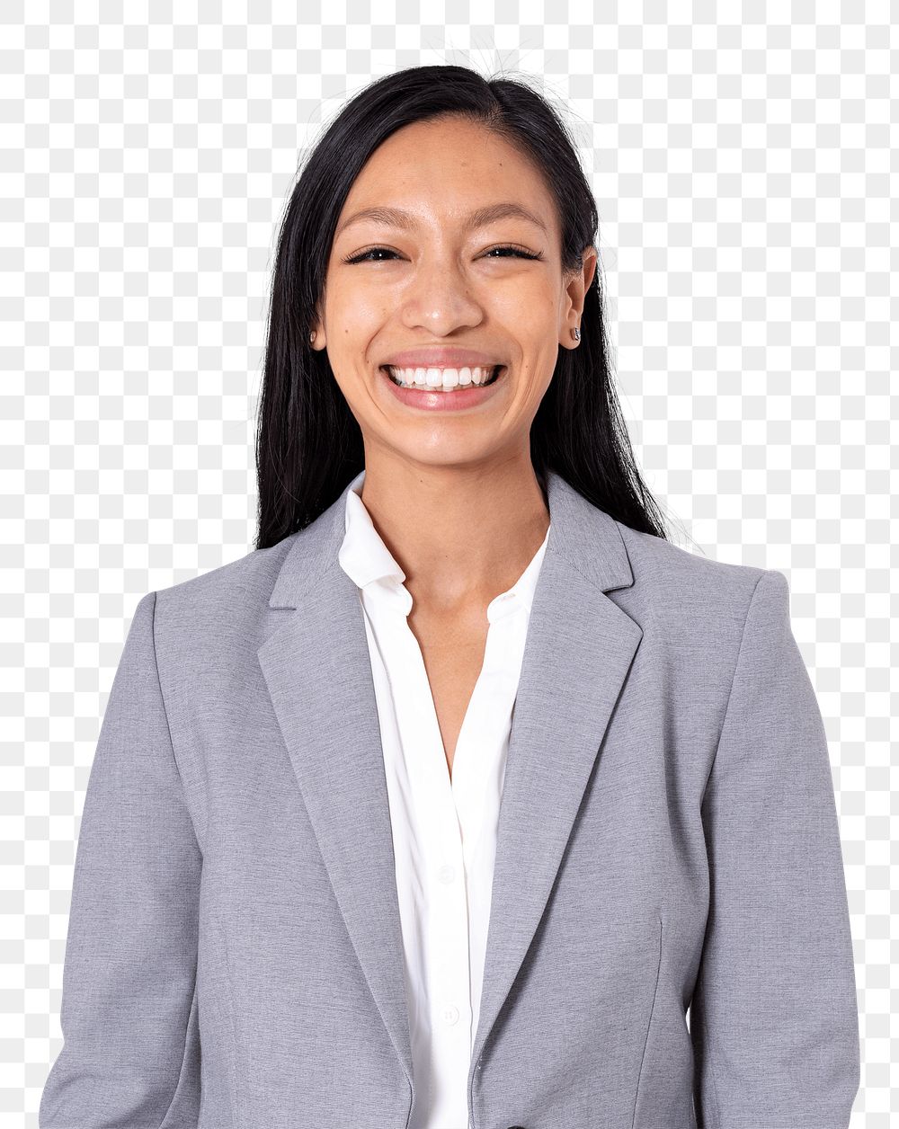 Png Cheerful Asian businesswoman mockup smiling closeup portrait for jobs and career campaign