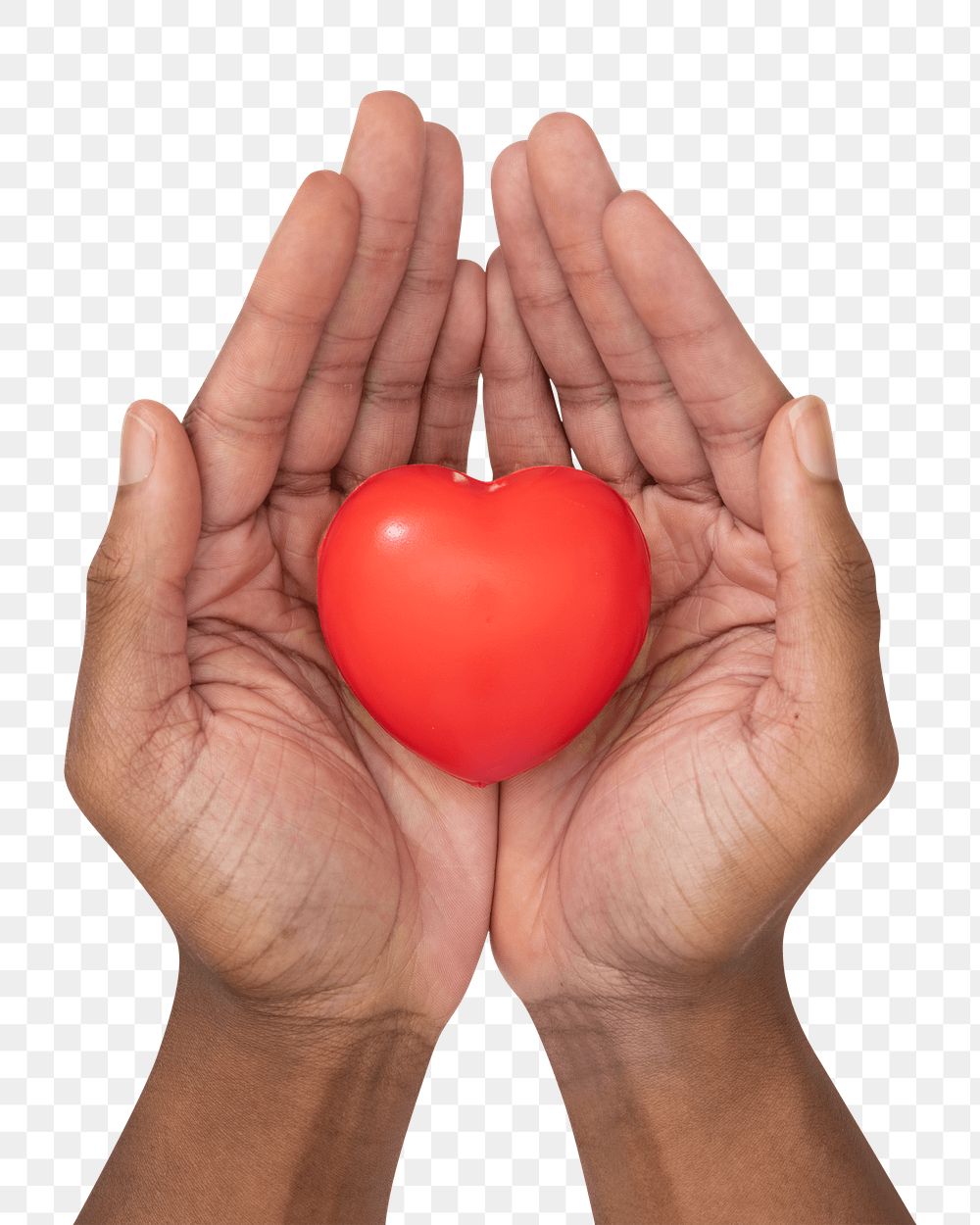 Png Hands cupping heart mockup in love and relationship concept