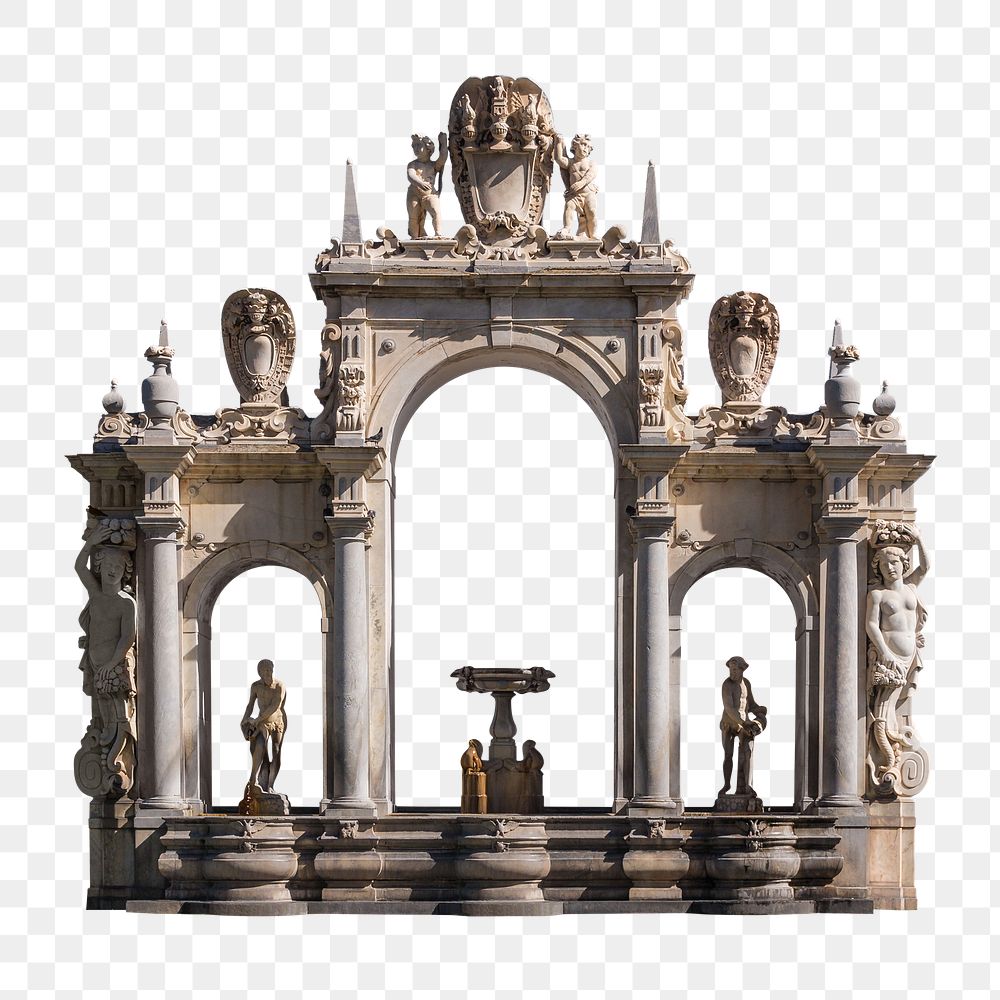 Fountain of Giant png, Italian gothic architecture, transparent background