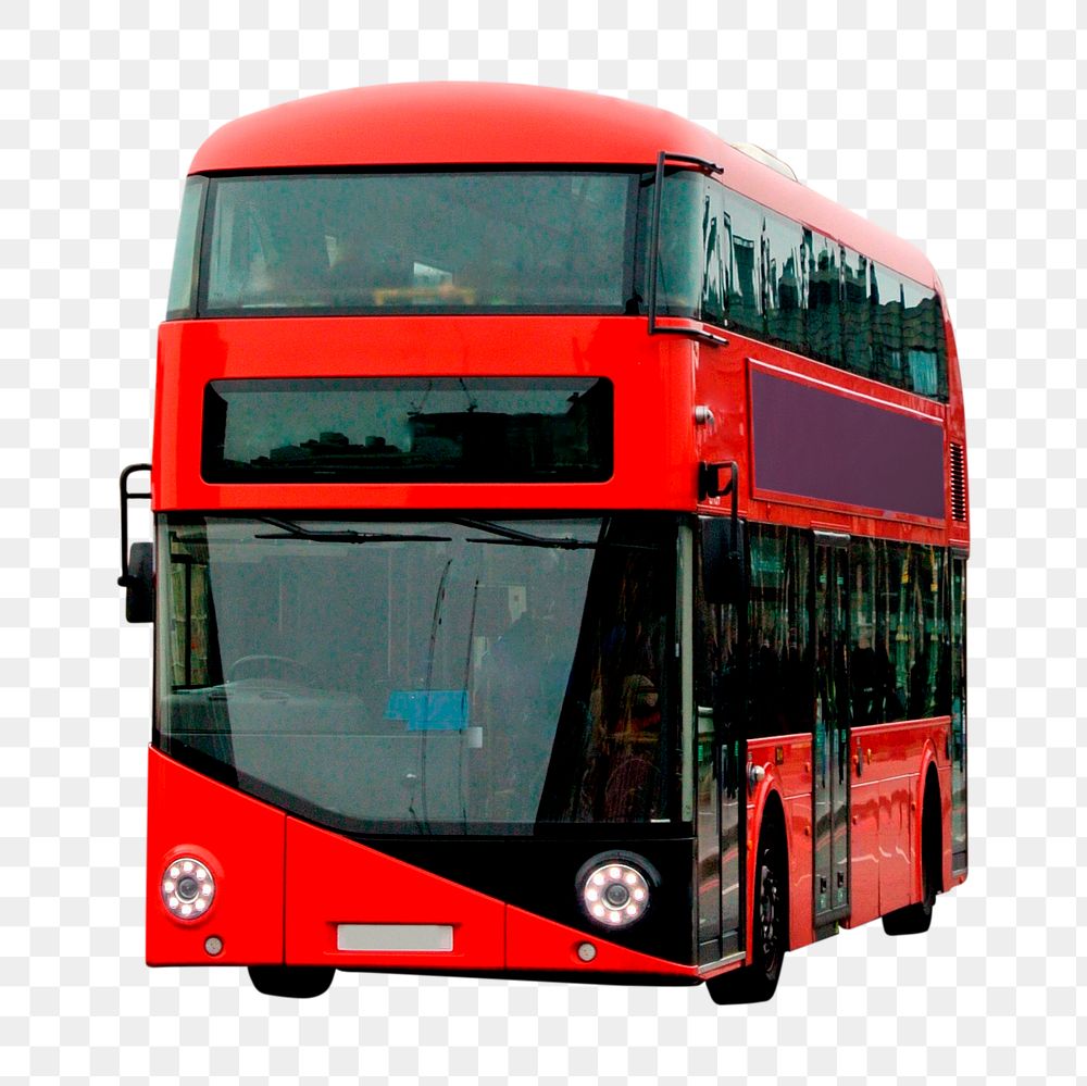 Double decker png tour bus, London's famous public transportation, transparent background
