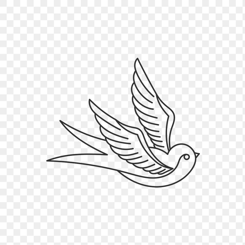 Png bird badge Japanese line art icon