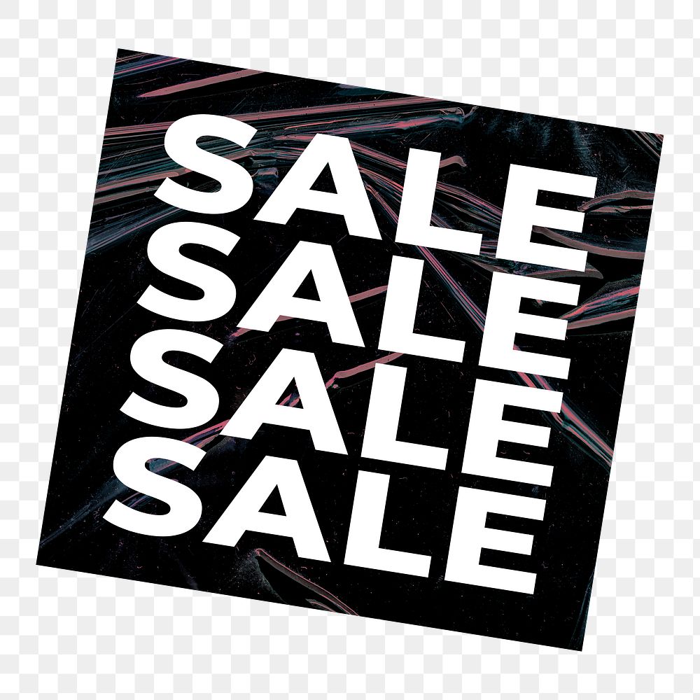 Sale png sticker with shopping text in black and white