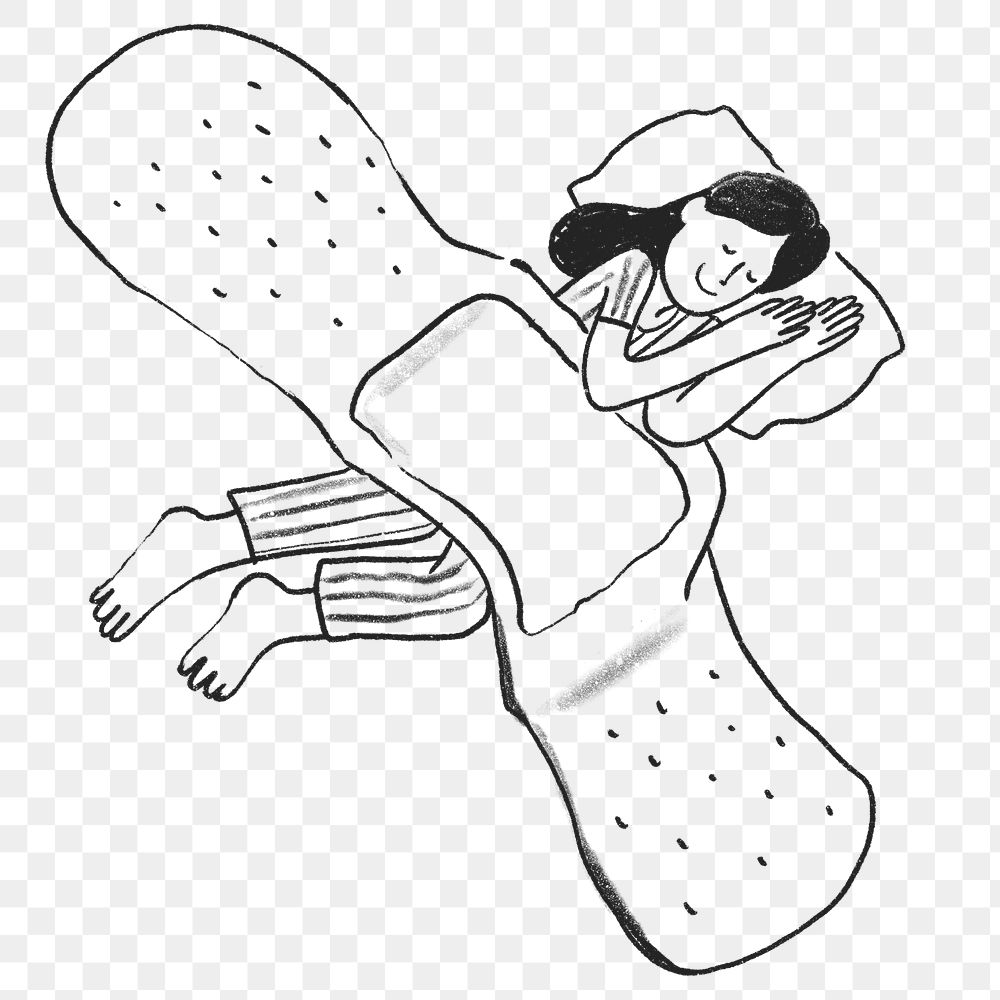 Plaster png element as a blanket cover woman healthcare doodle