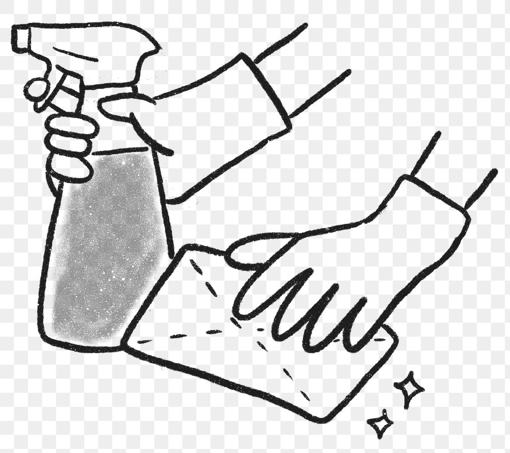 Housekeeping png, hand drawn household chores