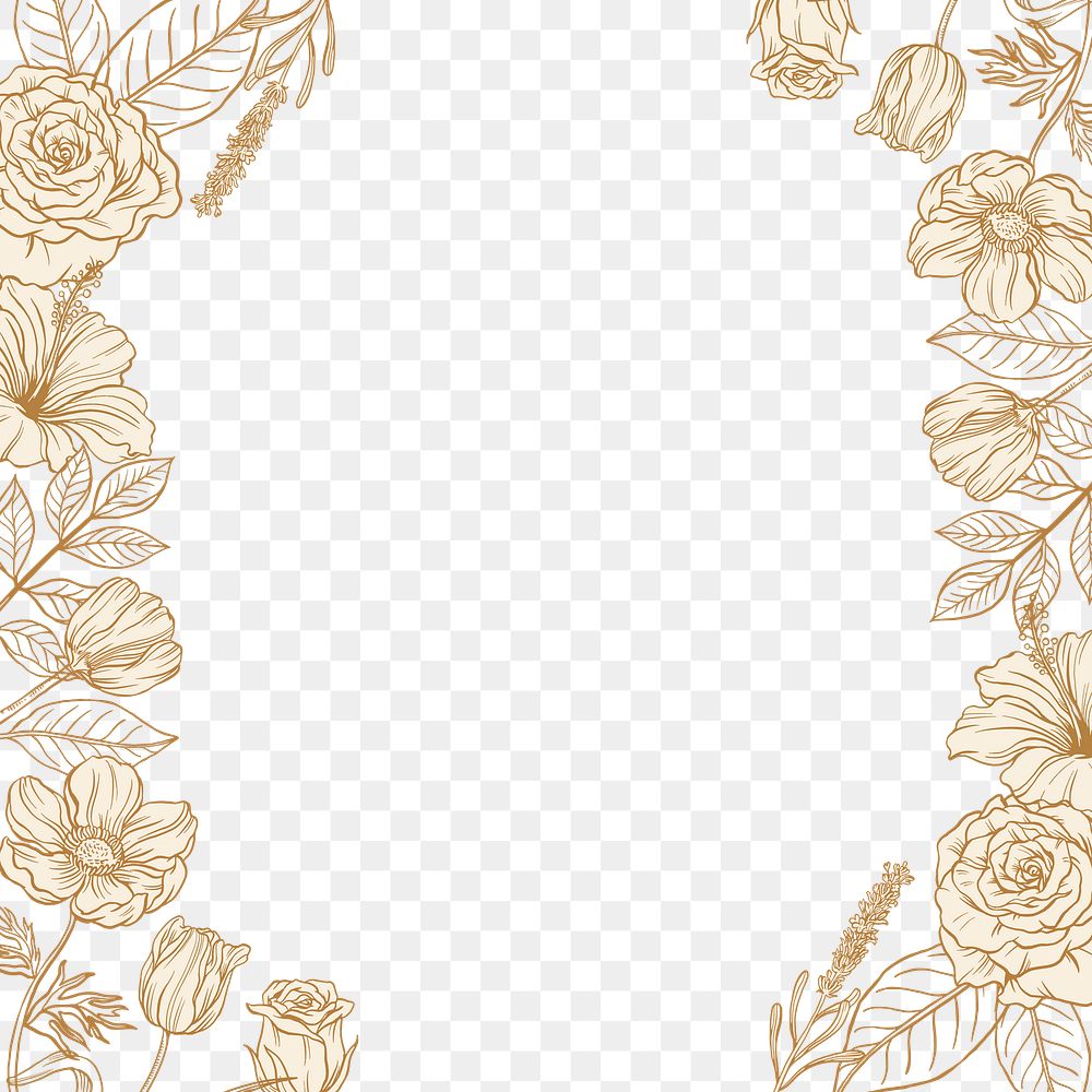 Flowers png frame, transparent background with vintage design