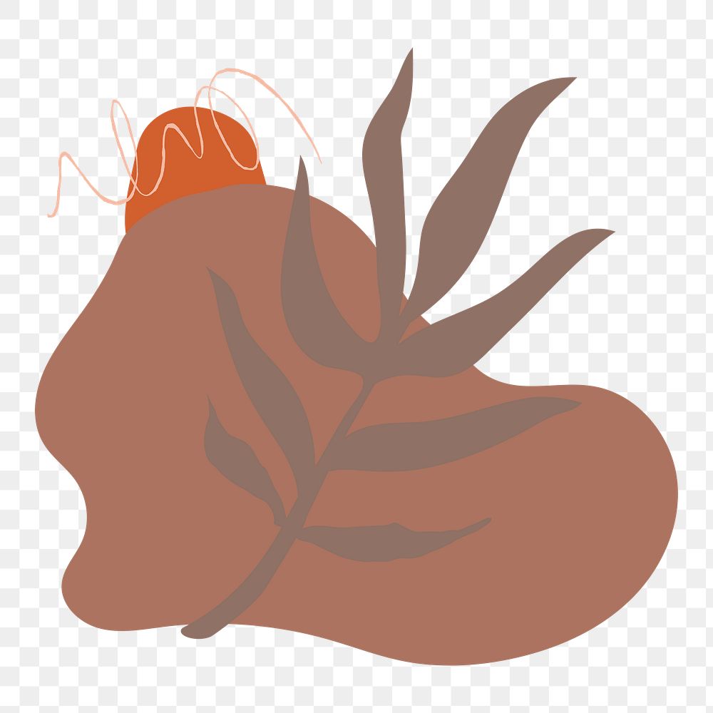 Brown aesthetic png leaf sticker, transparent background