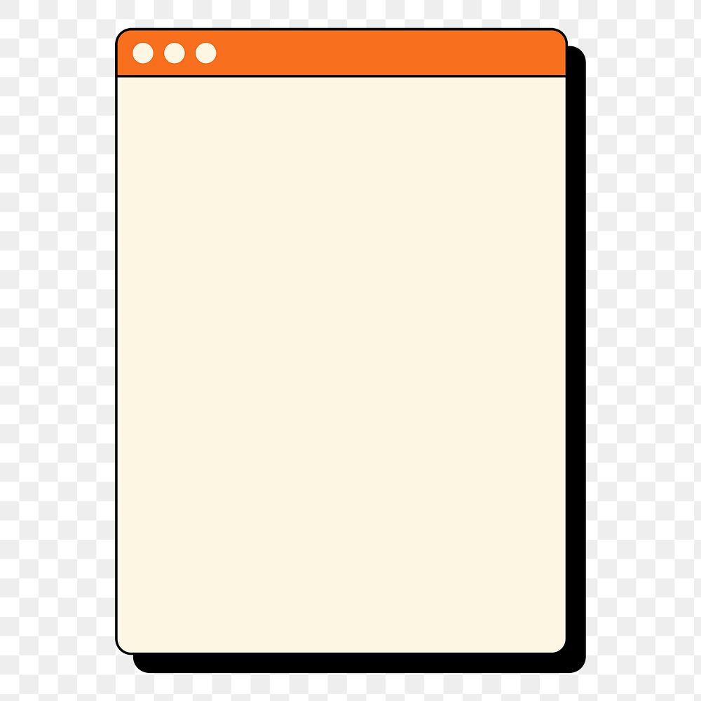 Browser window png frame, retro style, transparent background