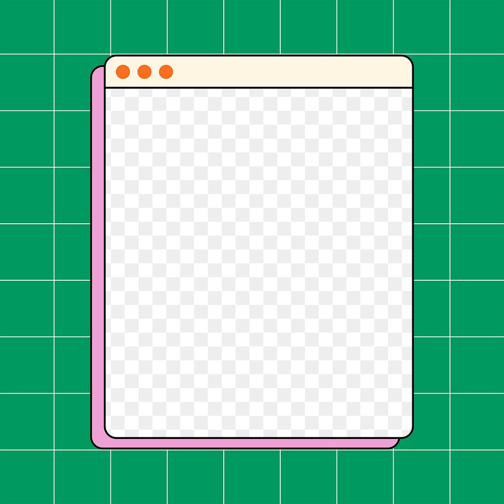 Browser tab png frame, retro style, transparent design 