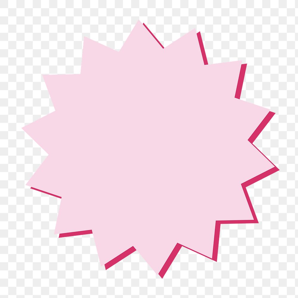 Pink starburst png badge, transparent background