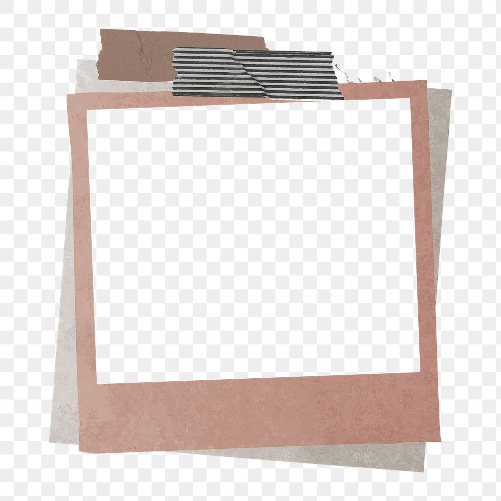 Png brown instant photo frame, transparent background