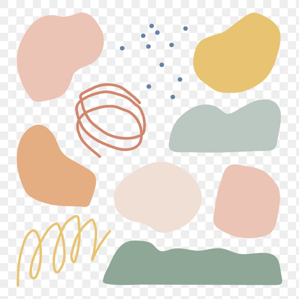 Abstract memphis png shape sticker, blob, geometric design set