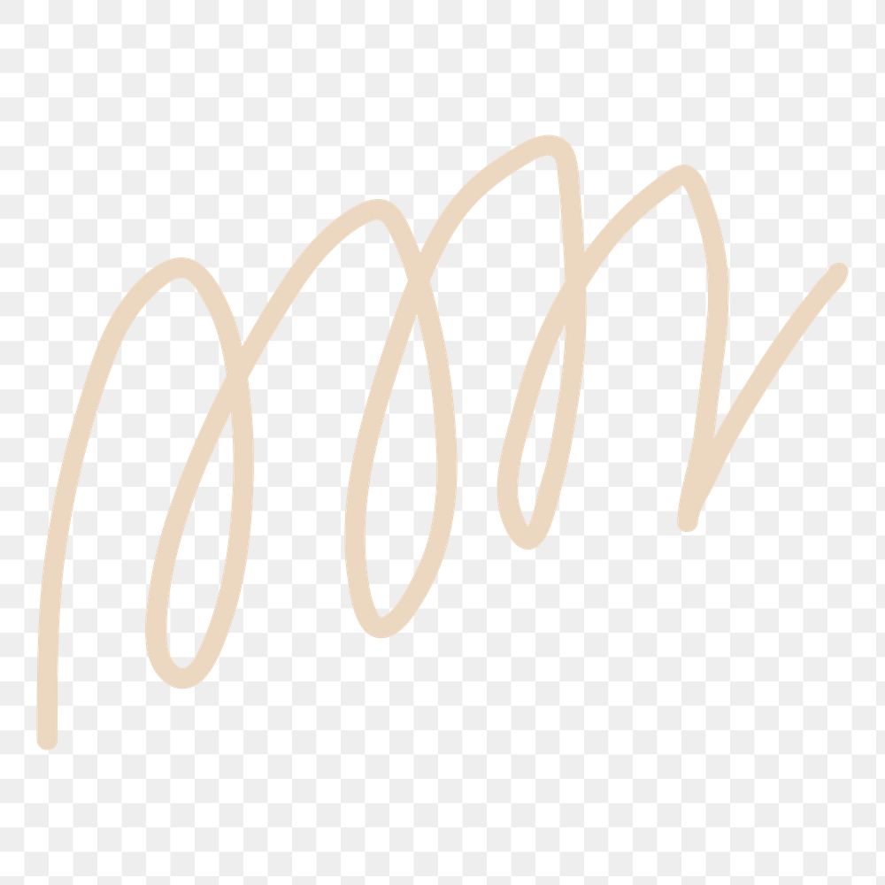 Beige doodle png line clipart, cute scribble element on transparent background