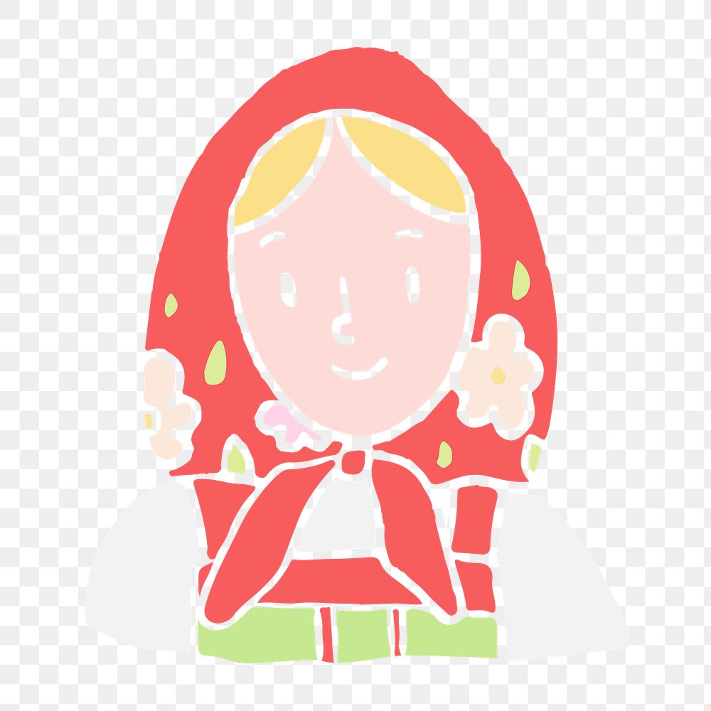 Red riding hood png sticker, cute woman cartoon