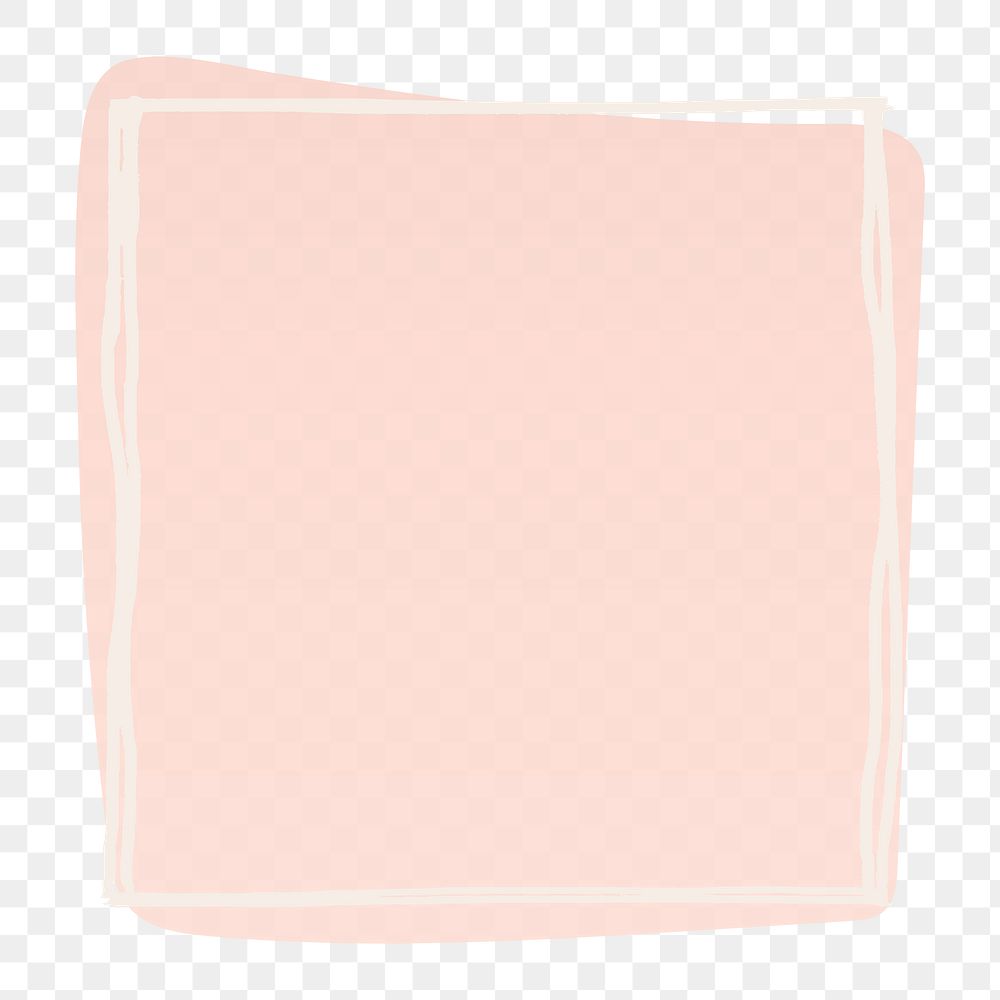 Pink square png shape, cute frame on transparent background