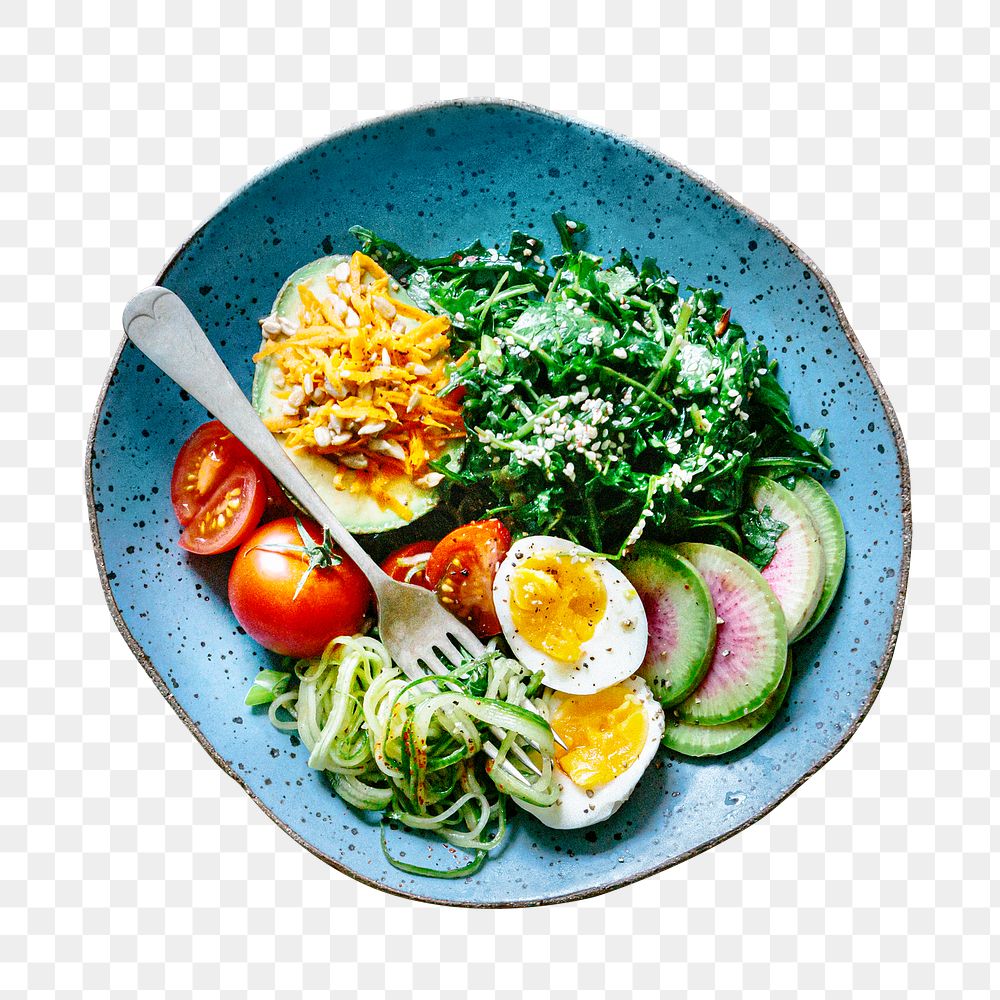 Png veggie bowl sticker, food photography, transparent background