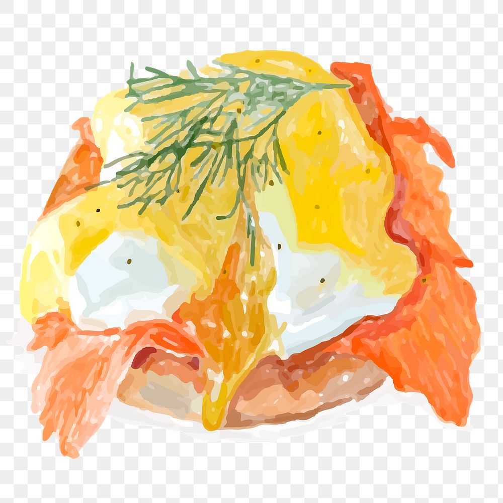 Food egg benedict png sticker hand drawn
