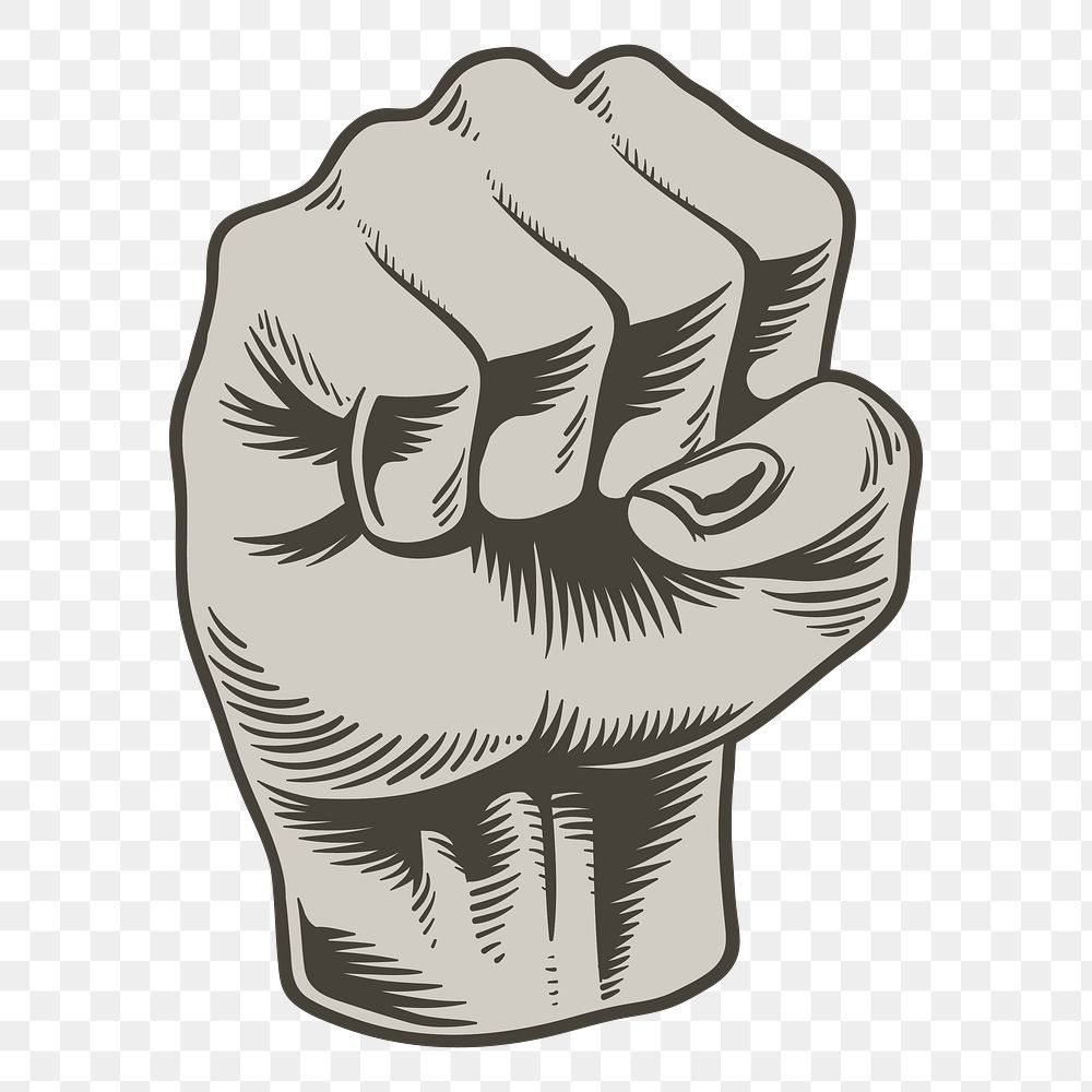 Hand drawn strong fist design Free PNG Sticker rawpixel