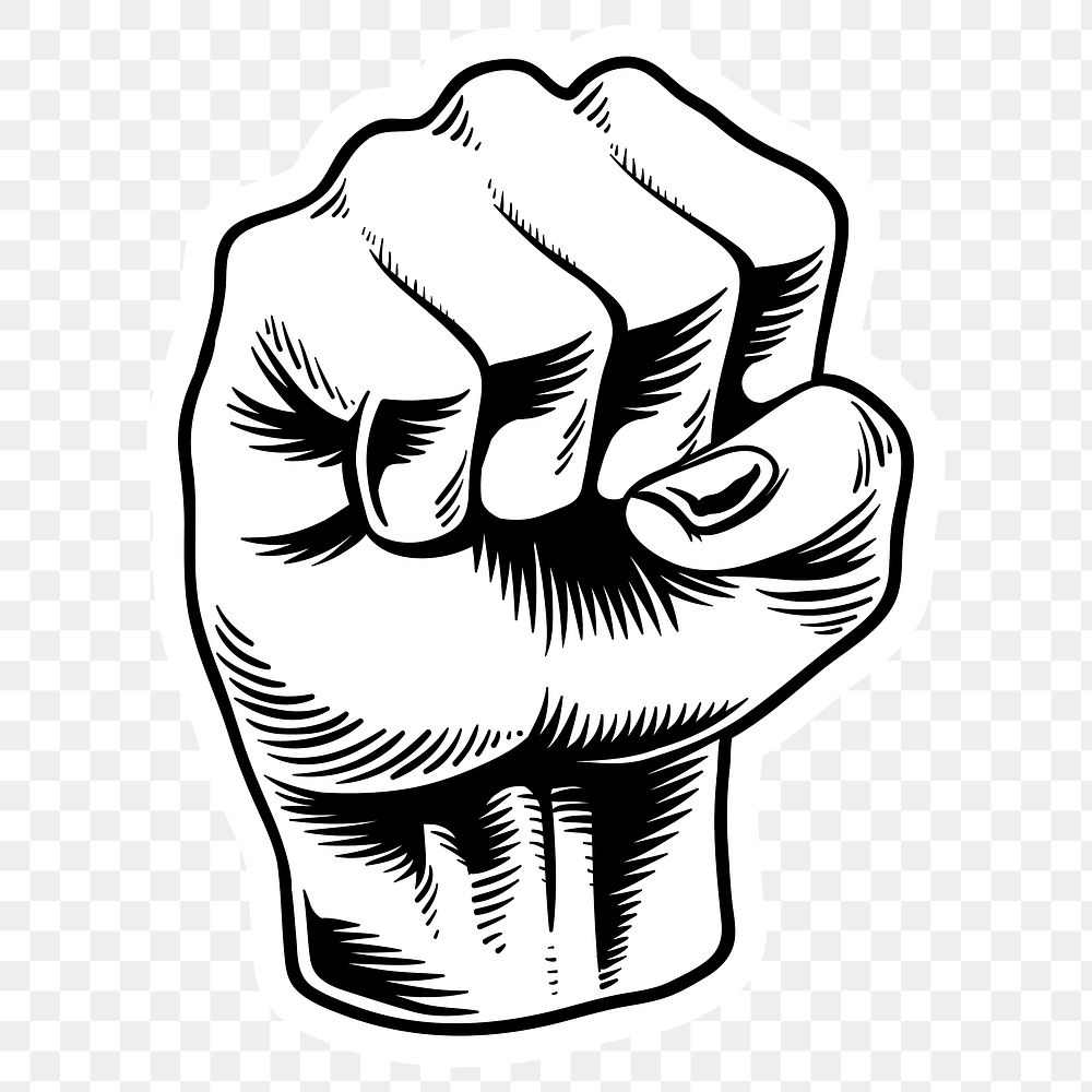 Hand drawn strong fist sticker design element