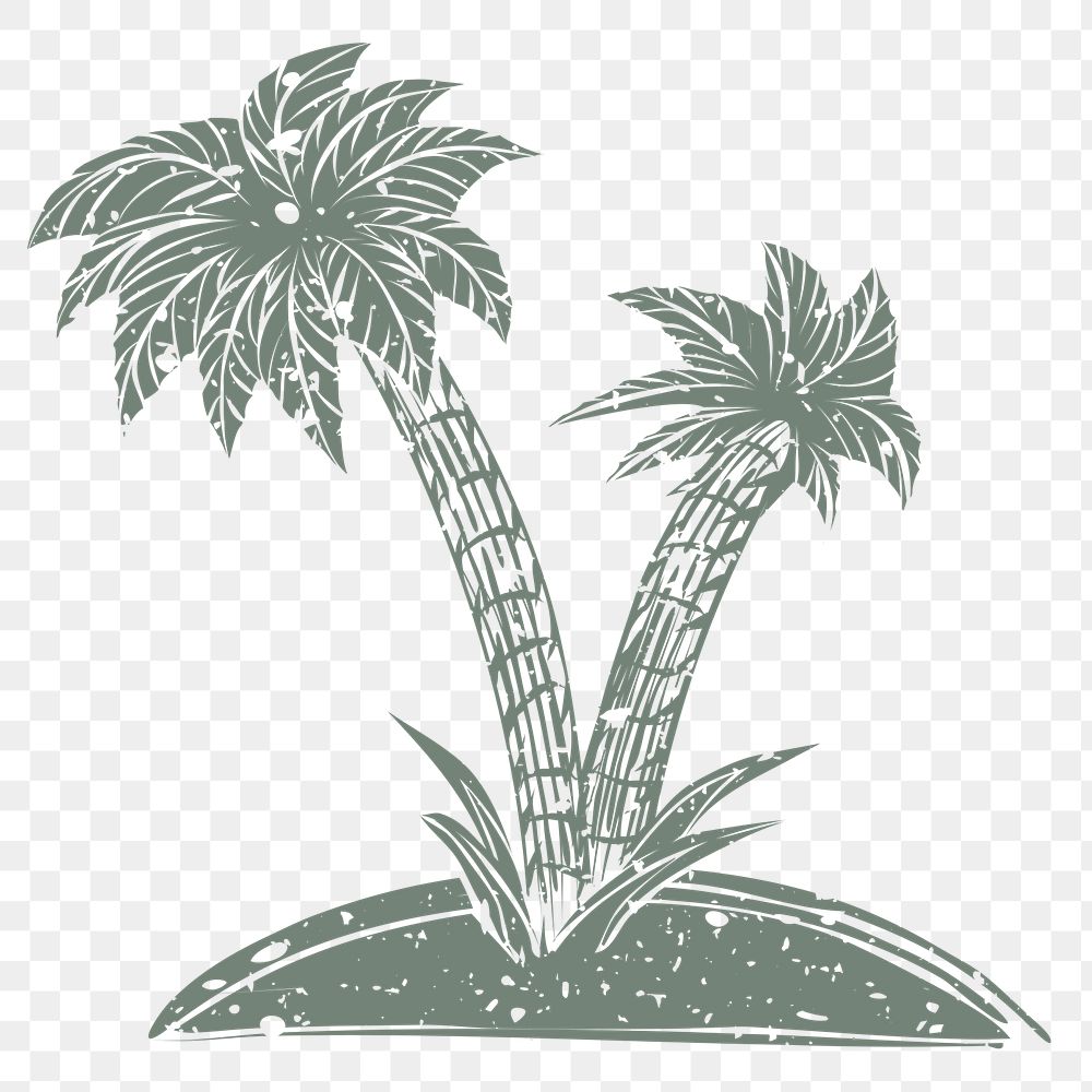 PNG tropical island printmaking transparent
