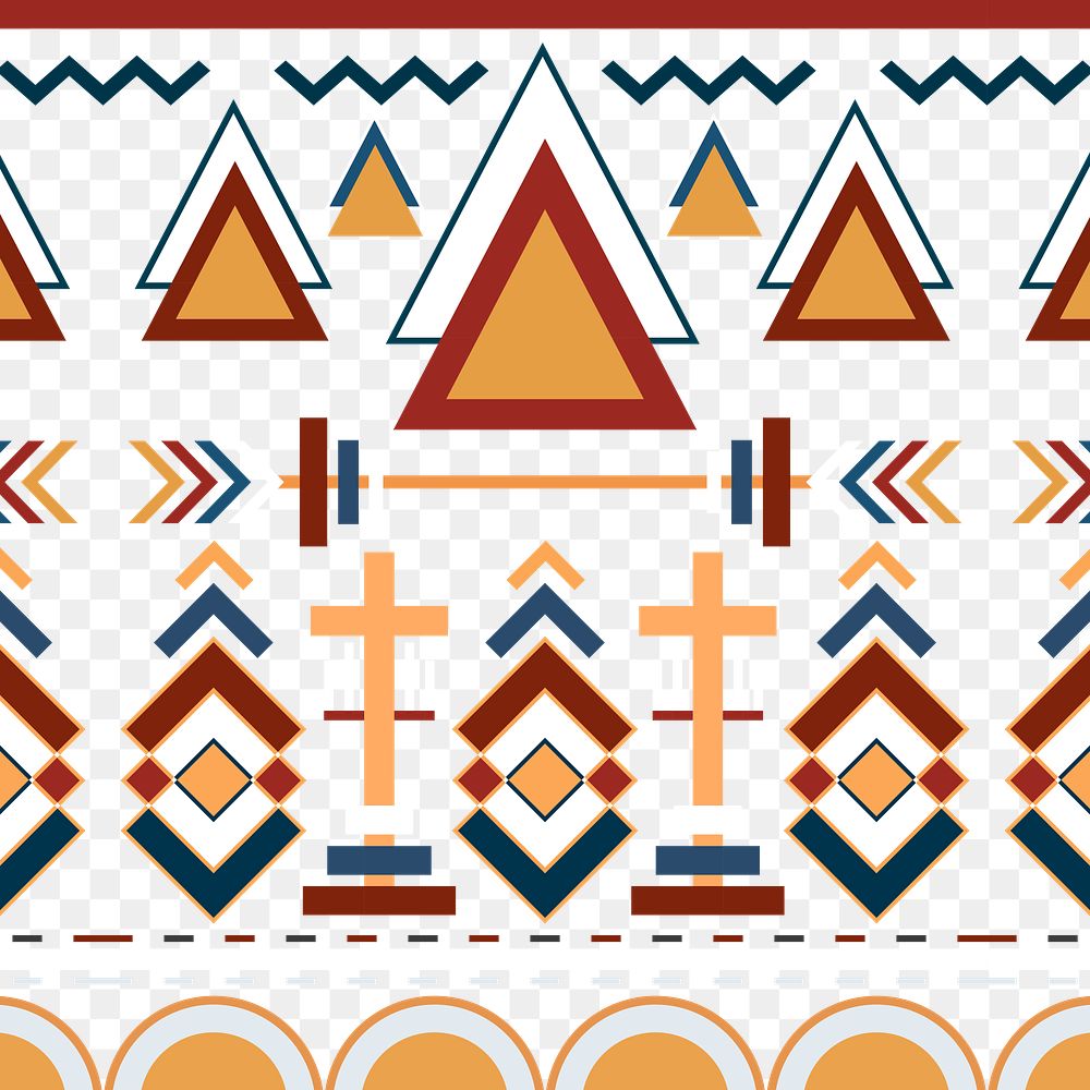 Colorful tribal pattern png, transparent background