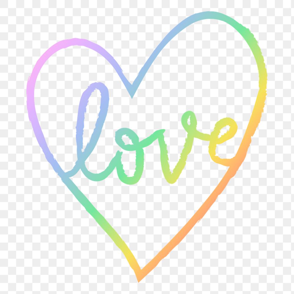 Png love heart design element in doodle style