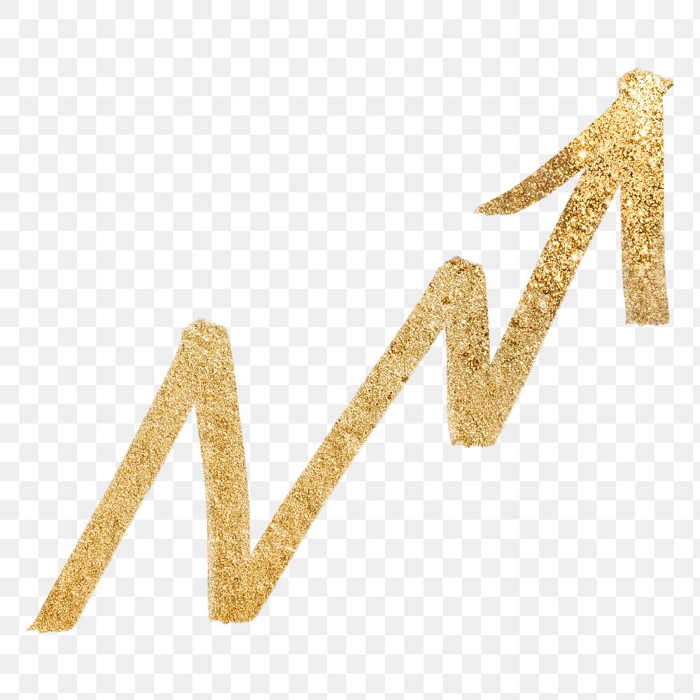 Png doodle highlight up arrow sticker in gold tone