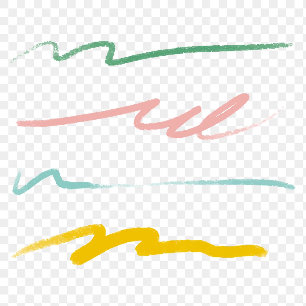 Png colorful brush stroke element set 