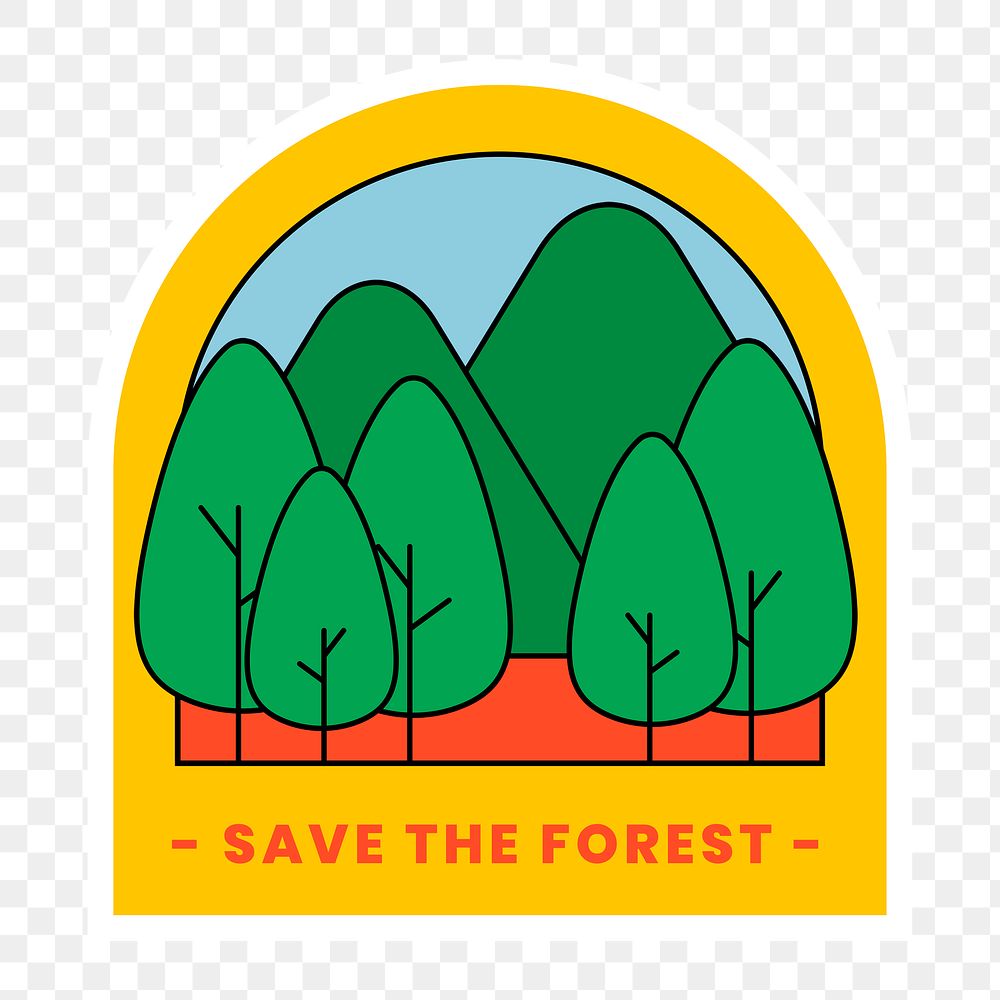 Png environment sticker clipart, save the forest text
