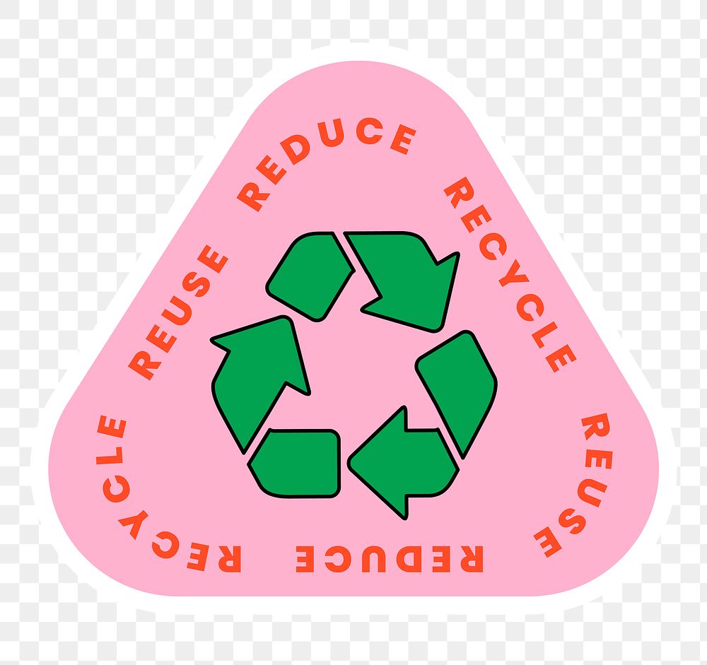 Png sticker reduce reuse recycle illustration, waste management 