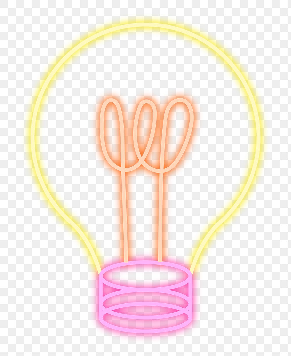 Png neon light bulb icon illustration