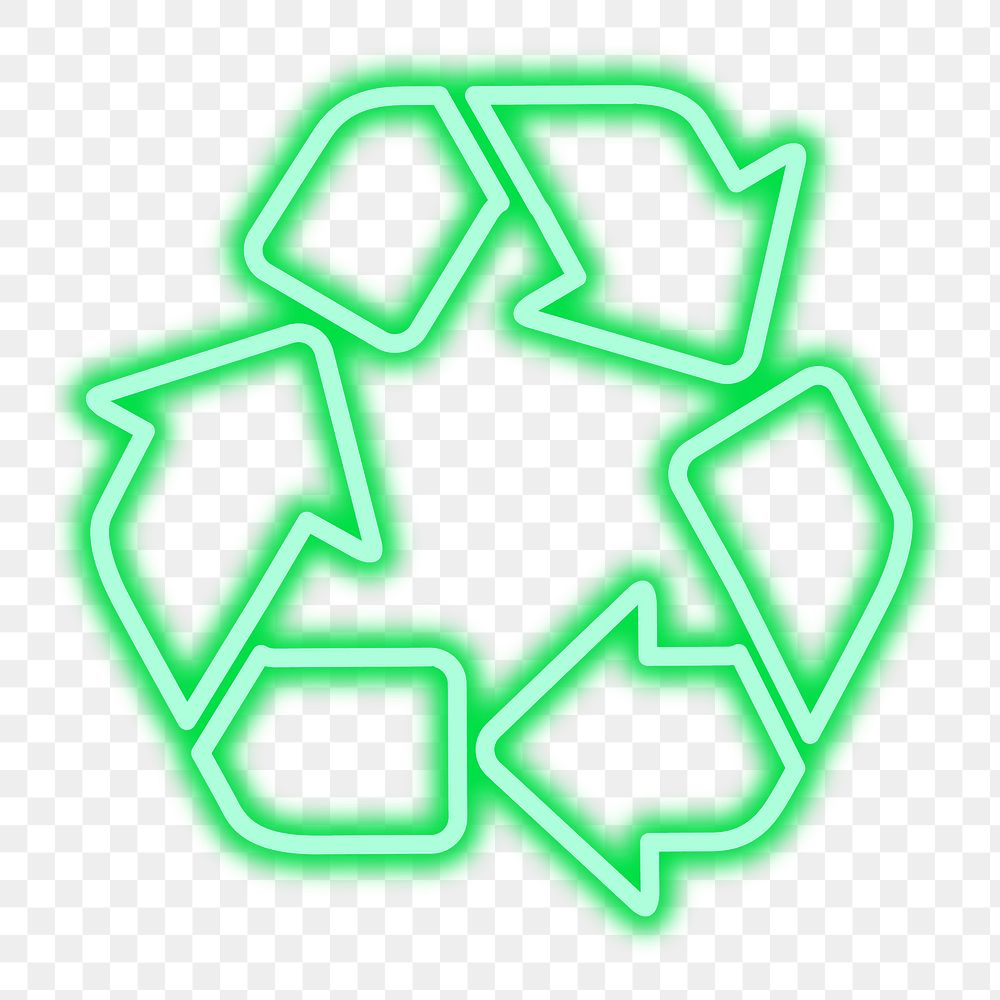 Png neon sign recycle symbol illustration