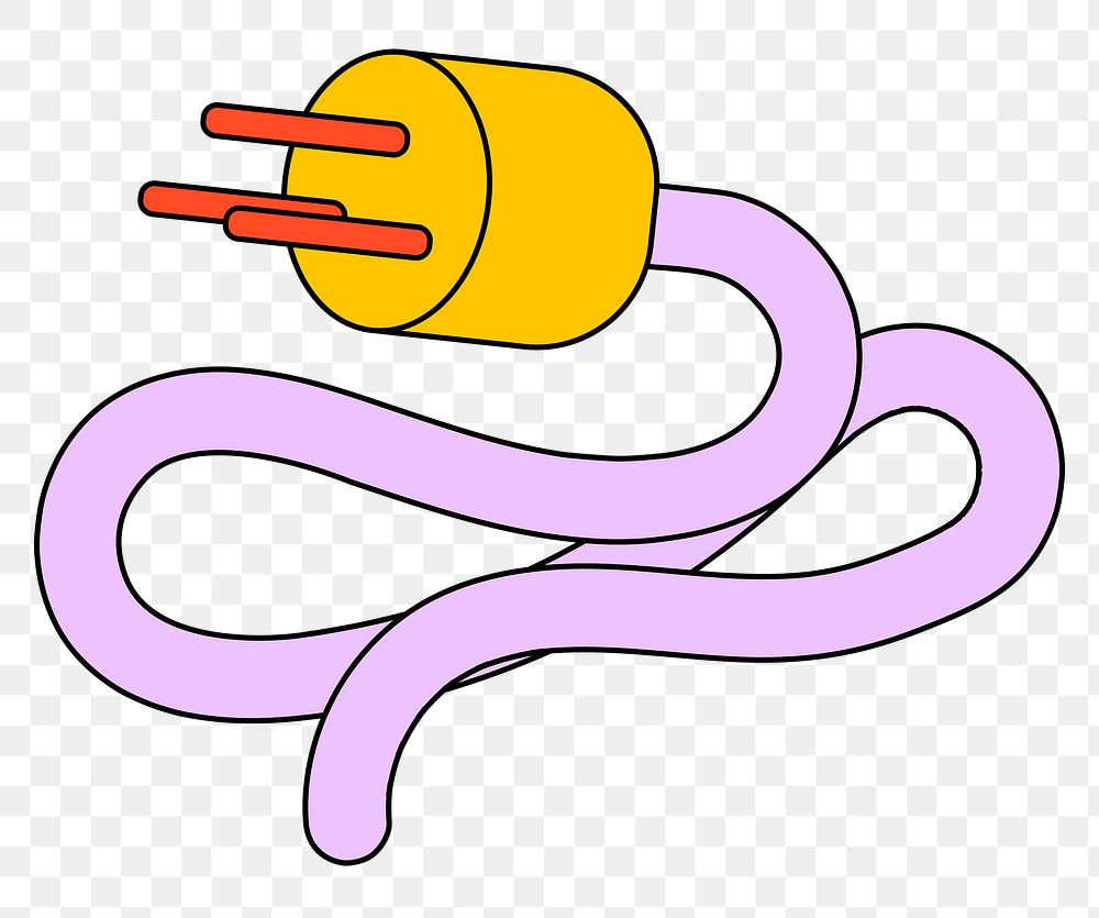 Png sticker save energy with electrical plug illustration