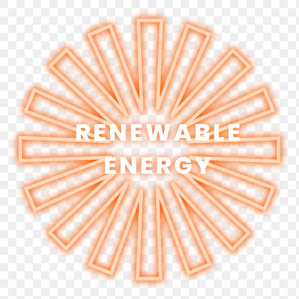 Png neon sign environmental awareness illustration with renewable energy text