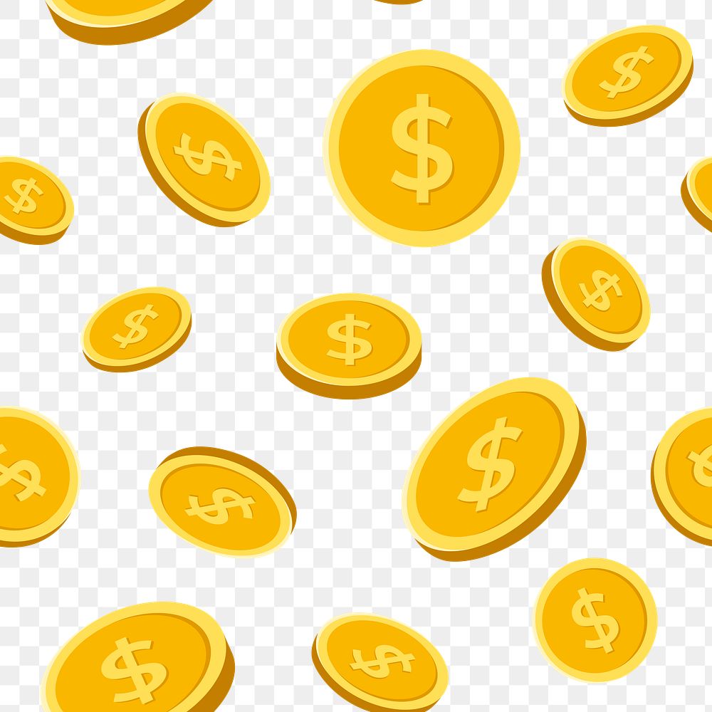Gold coin png pattern seamless background, money finance sticker
