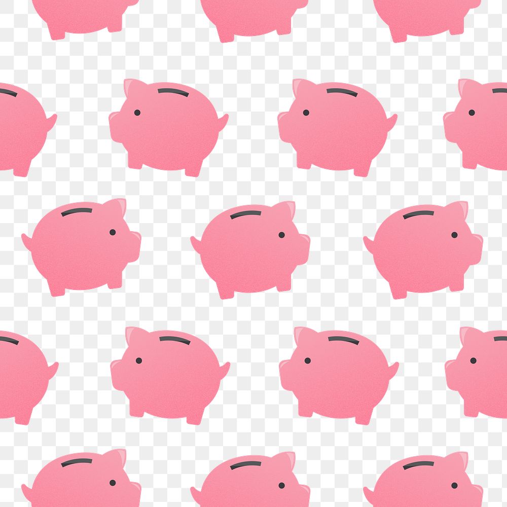 Piggy bank png pattern seamless background, money finance sticker