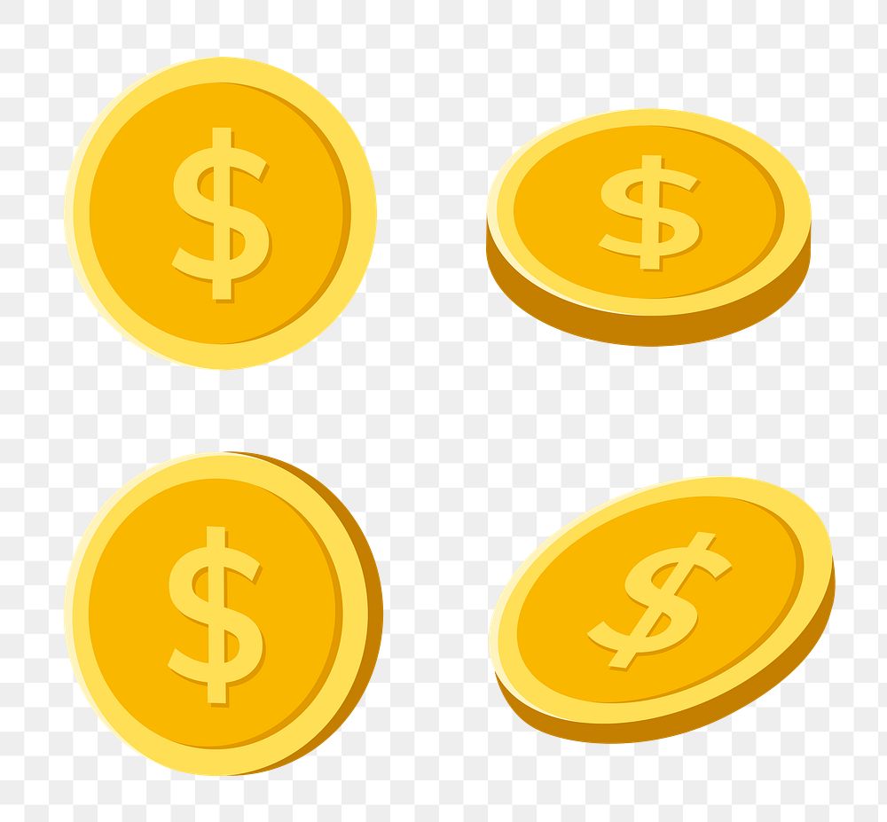 Gold coin png sticker, transparent money finance clipart