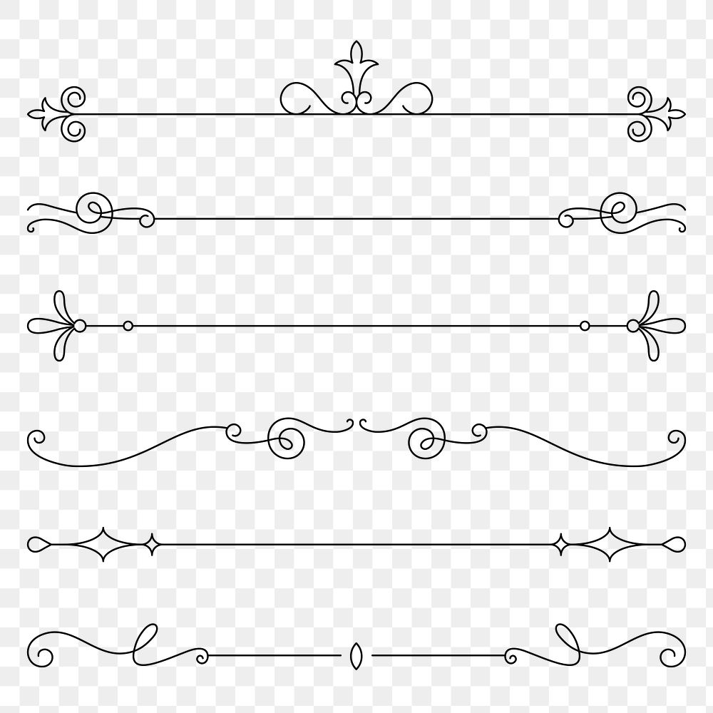 Png calligraphy divider set in black