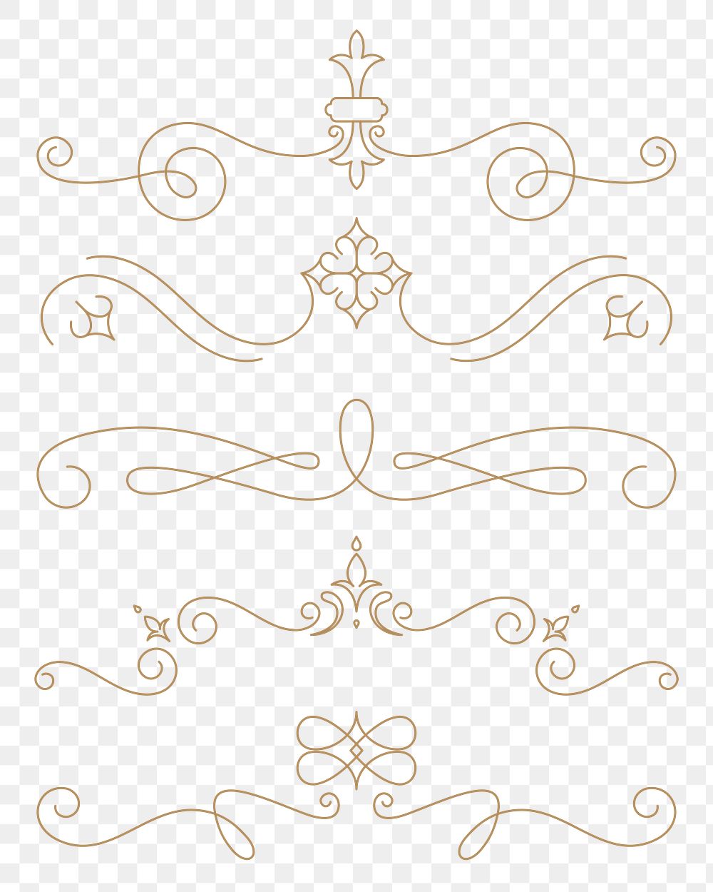 Png ornamental divider set in gold
