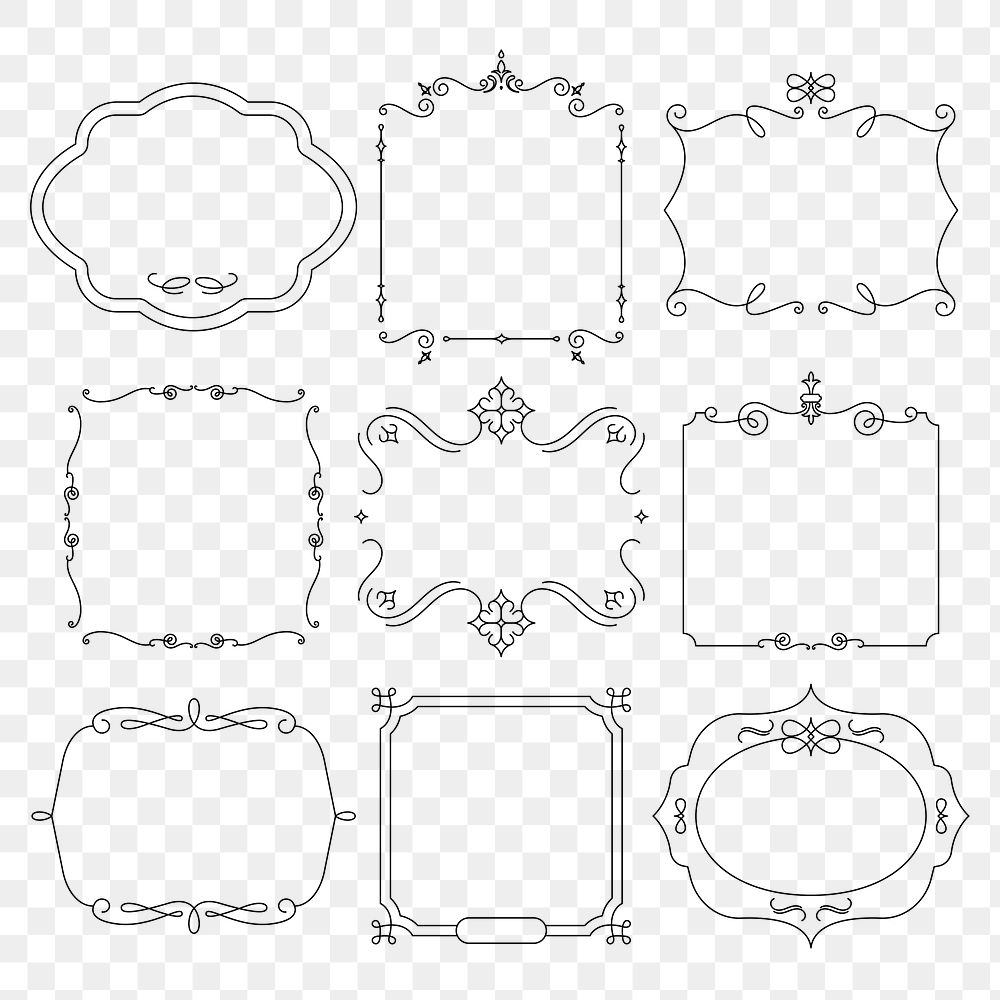 Png luxury badge set vintage ornamental flourishes