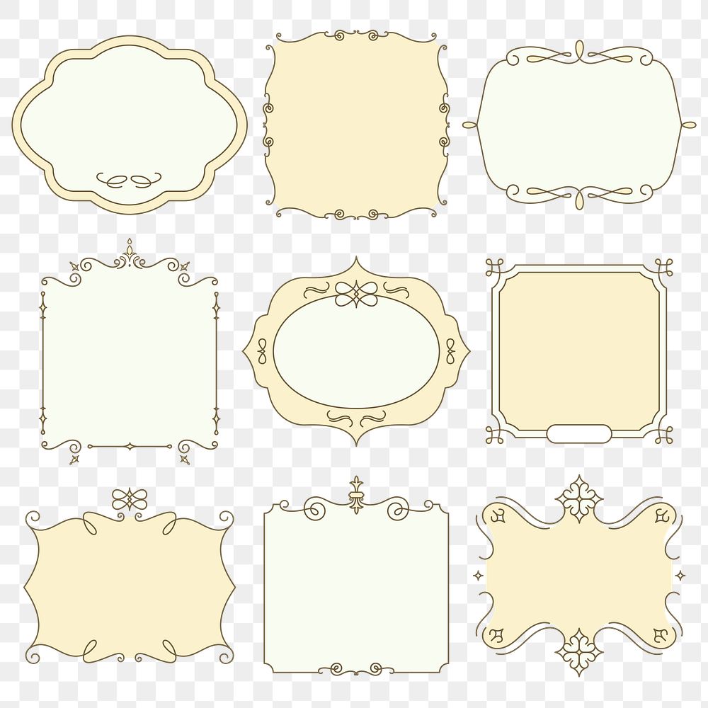 Luxury badge png set vintage ornamental flourishes